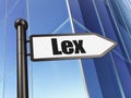 Law concept: sign Lex on Building background