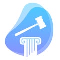 Law and Constitution symbol. Hammer on pillar column. Government set of principles concept