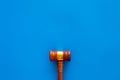 Law and court. Lawyer, attorney, judge concept. Judge gavel on blue background top view copy space Royalty Free Stock Photo