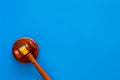 Law and court. Lawyer, attorney, judge concept. Judge gavel on blue background top view copy space Royalty Free Stock Photo