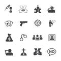 Law and Criminal. Simple Drug and Crime Icons set.