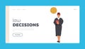 Law Decisions Landing Page Template. Distinguished Female Judge Character With A Professional Demeanor