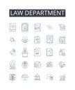 Law department line icons collection. Training center, Research wing, Health clinic, Secretariat office, Marketing team