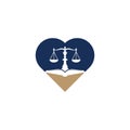 Law education heart shape concept logo design.