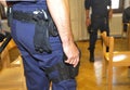 Law enforcement officers` service weapon at court room