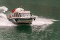 Law enforcement speed boat in Dawu gorge on Daning River, Wuchan, China