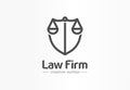 Law firm creative symbol concept. Lawyer office, legal, justice, protection abstract business logo idea. Scale and