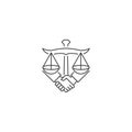 Law firm deal, handshake. Vector logo icon template Royalty Free Stock Photo