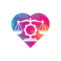 Law firm gear with heart shape concept logo design Royalty Free Stock Photo