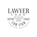 Law Firm And Lawyer Office Black And White Logo Template With Greek Pillar Justice Symbol Silhouette