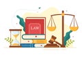 Law Firm Services with Justice, Legal Advice, Judgement and Lawyer Consultant in Flat Cartoon Poster Hand Drawn Illustration