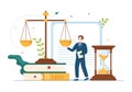 Law Firm Services with Justice, Legal Advice, Judgement and Lawyer Consultant in Flat Cartoon Poster Hand Drawn Illustration