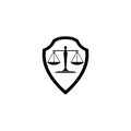 Law firm and shield Icon. Shield Justice icon isolated on white background