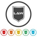 Law firm and shield ring Icon, color set Royalty Free Stock Photo
