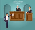 Law horizontal banner set with judical system elements isolated Royalty Free Stock Photo