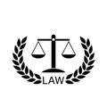 Law icon isolated on white background. Justice scale icon Royalty Free Stock Photo