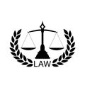 Law icon isolated on white background. Justice scale icon Royalty Free Stock Photo
