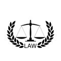 Law icon isolated on white background. Justice scale icon Royalty Free Stock Photo