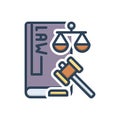 Color illustration icon for Law, legitimate and hammer