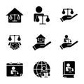 Law icon set. Editable stroke. Royalty Free Stock Photo