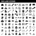 100 law icons set, simple style Royalty Free Stock Photo