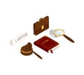 Law and justice isometric Royalty Free Stock Photo