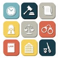 Law judge icon set, justice sign