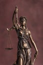 Law and judgment concept. Figure of Lady Justice in notary office close-up. Royalty Free Stock Photo