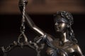 Law and judgment concept. Figure of Lady Justice in notary office close-up. Royalty Free Stock Photo