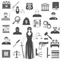 Law And Justice Black Icons. Set