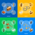 Law Justice Composition Concept 3d Isometric View. Vector