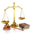 Law and Justice concept. Gavel of the judge, books of law and constitution