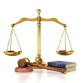 Law and Justice concept. Gavel of the judge, books of law and constitution Royalty Free Stock Photo