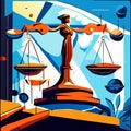 justice concept. Lawyer, attorney, jurist, advocate, attorney, jurist, judge, scales of justice. Vector illustration AI generated Royalty Free Stock Photo