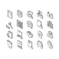 Law Justice Dictionary Collection isometric icons set vector Royalty Free Stock Photo