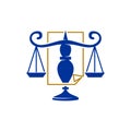 Law Justice Firm Balance Scale Paper logo Design Vector icon