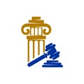 Law Justice Firm Gavel Pillar logo Design Vector icon template Isolated Royalty Free Stock Photo
