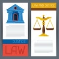 Law and justice horizontal banners in flat design