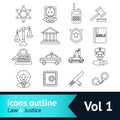 Law and Justice Icons Set Royalty Free Stock Photo
