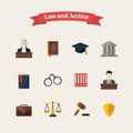 Law and justice icons set