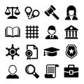 Law and Justice Icons Set. Vector