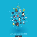 Law and justice integrated 3d web icons. Digital network isometric concept. Royalty Free Stock Photo