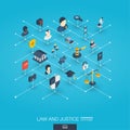 Law and justice integrated 3d web icons. Digital network isometric concept. Royalty Free Stock Photo