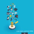 Law and justice integrated 3d web icons. Growth and progress concept Royalty Free Stock Photo