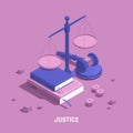 Law Justice Isometric Colored Composition