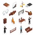 Law Justice Isometric Icons Set Royalty Free Stock Photo