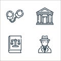 law and justice line icons. linear set. quality vector line set such as detective, law book, court Royalty Free Stock Photo