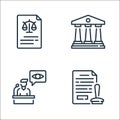 law and justice line icons. linear set. quality vector line set such as stamp, eyewitness, courthouse Royalty Free Stock Photo