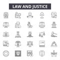 Law and justice line icons, signs, vector set, outline illustration concept Royalty Free Stock Photo