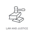 law and justice linear icon. Modern outline law and justice logo
